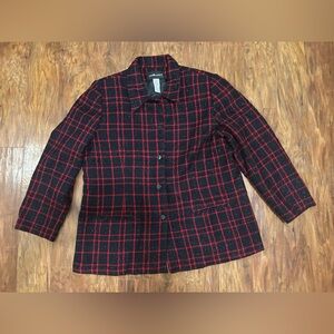 Sag Harbor Plaid Women’s Tweed Blazer in Red and Black Size 20W